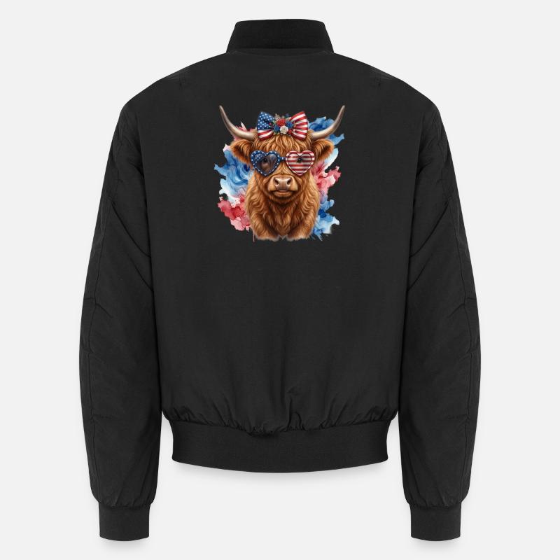 Highland Cow mit Herzbrille - Unisex Bomberjacke - Schwarz