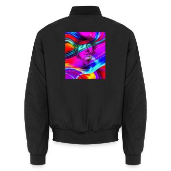 Portrait psychédélique en flux de couleurs - Bomber unisexe - noir - Dos - AI Model Male 185 light (185cm)