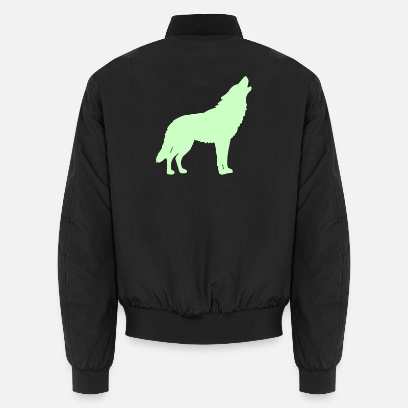 Silhouette de loup vert néon Bomber unisexe