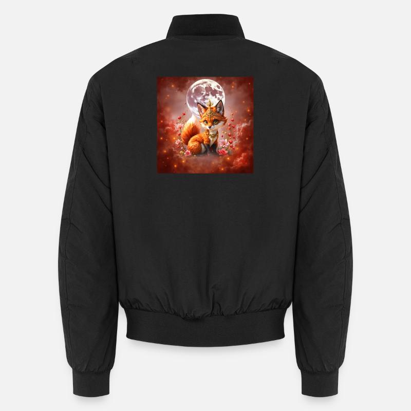 Lunar Fox with Jewels - Unisex Bomber Jacket - black