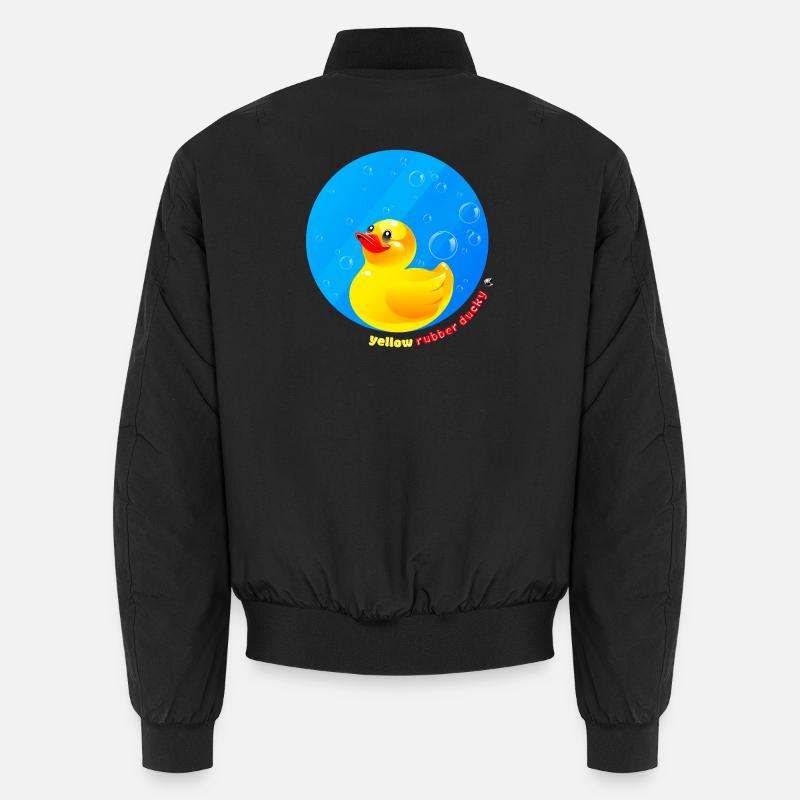 Yellow rubber duck illustration in a circle Unisex Bomber Jacket