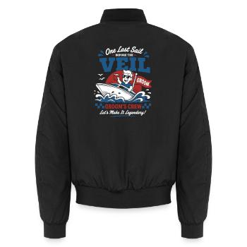 Llama Not Drama Party Spruch - Unisex Bomberjacke - Schwarz - Hinten - AI Model Male 185 light (185cm)