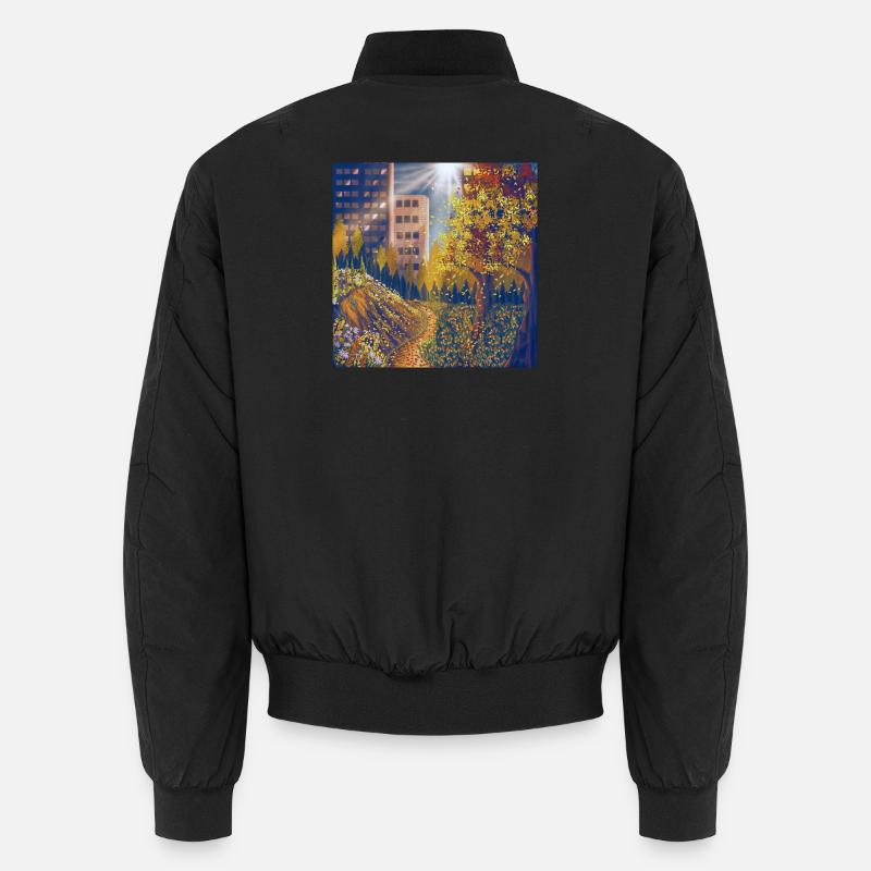 Autumn route between city and park - Unisex Bomber Jacket - black