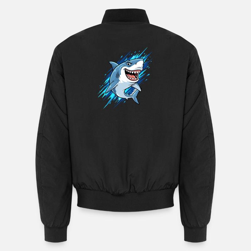 Blauer Cartoonhai mit Spritzern - Unisex Bomberjacke - Schwarz