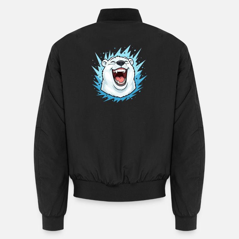 Lachender Eisbär im Blauen Blitz - Unisex Bomberjacke - Schwarz