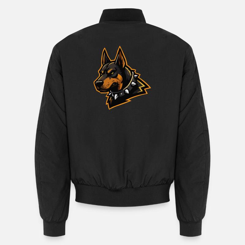 Doberman with spiked collar - Unisex Bomber Jacket - black
