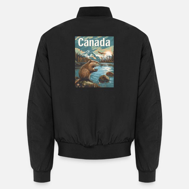  Naturwunder Kanada Landschaft Am See Mit Biber Unisex Bomberjacke