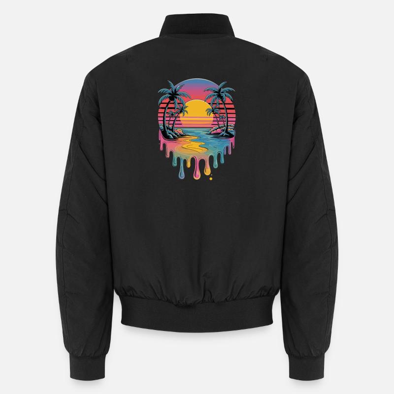 Tropical sunset art with flowing Unisex Bomber Jacket