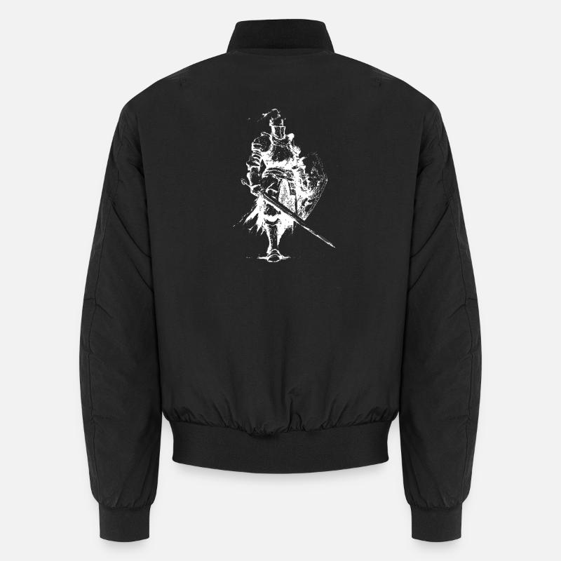 Silhouette de chevalier médiéval avec lance Bomber unisexe