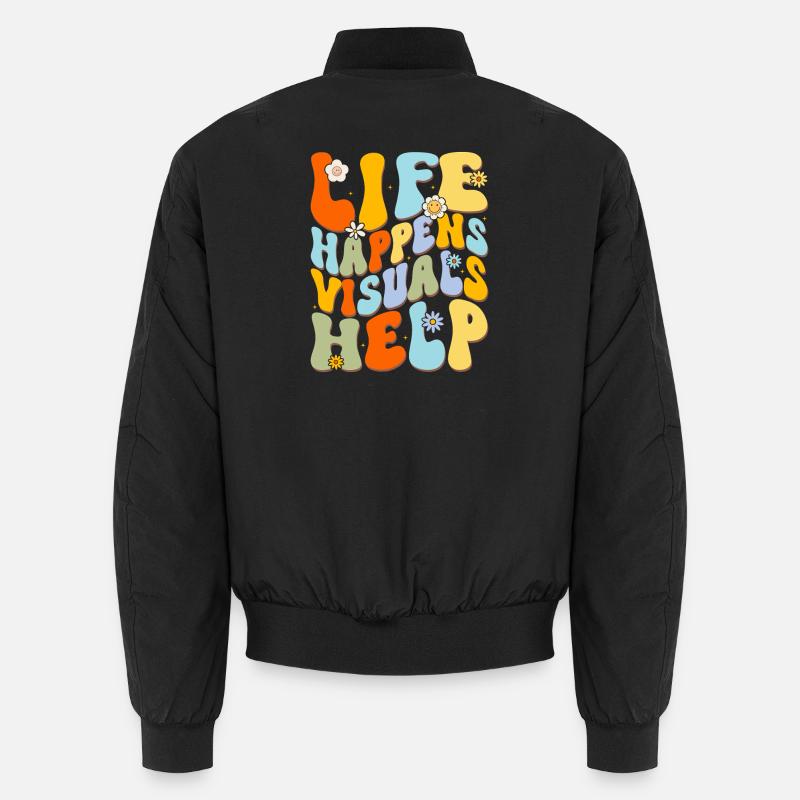 Lebensfreude bunte Buchstaben Unisex Bomberjacke