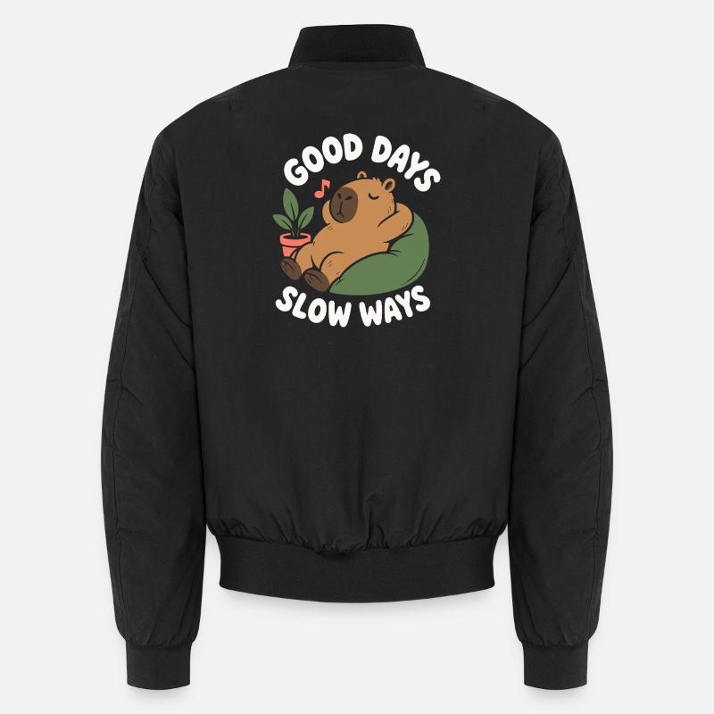 Good Days Slow Ways Capybara - Unisex Bomberjacke - Schwarz