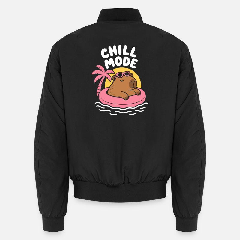 Chill Mode Floating Capybara - Unisex Bomber Jacket - black