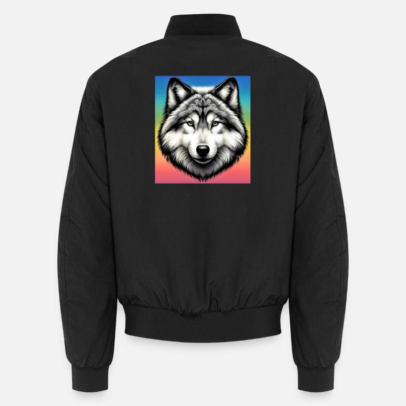 Wolf - Unisex Bomberjacke - Schwarz