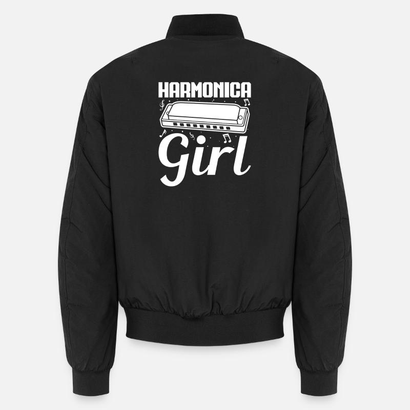 Harmonica Musican Girl Harmonica Unisex Bomberjacke