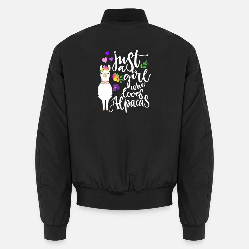 Nur ein Mädchen, das Alpakas liebt Unisex Bomberjacke