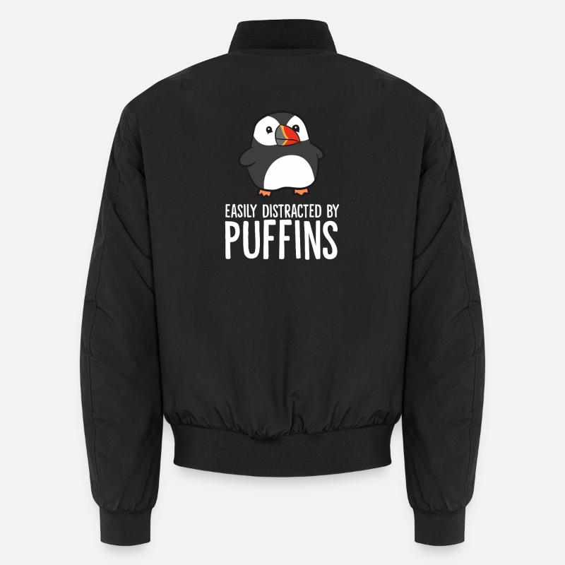 Penguin Distracted by Puffins Unisex Bomber Jacket