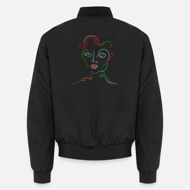 Neon Line Portrait Unisex Bomber Jacket