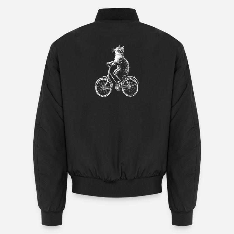 Funny Bicycle Cat - Unisex Bomber Jacket - black