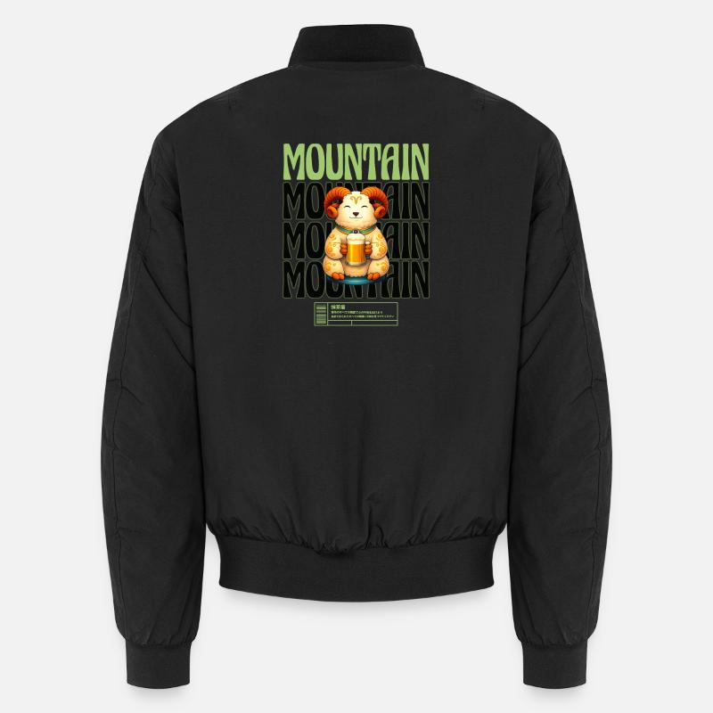 Bergbock mit Bierkrug Illustration - Unisex Bomberjacke - Schwarz