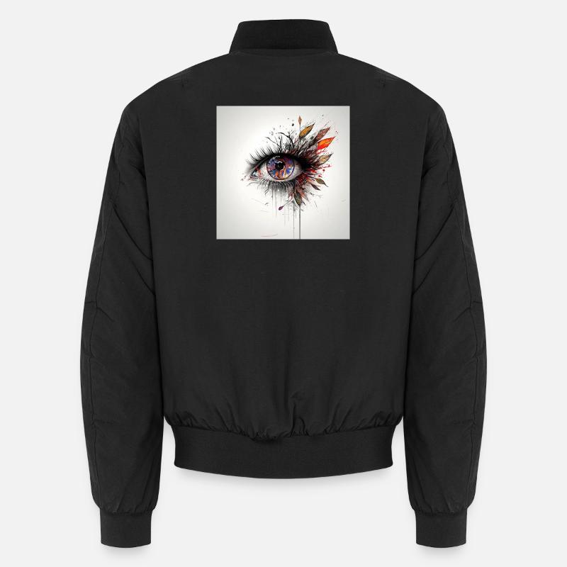 Colored eye art with leaves Unisex Bomber Jacket