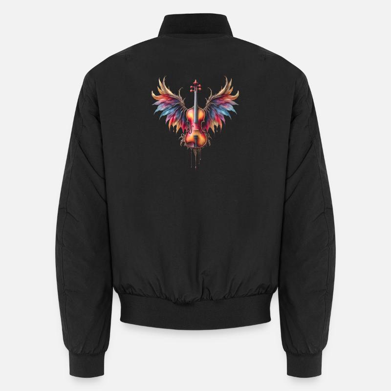 Geige mit Regenbogenflügeln Unisex Bomberjacke