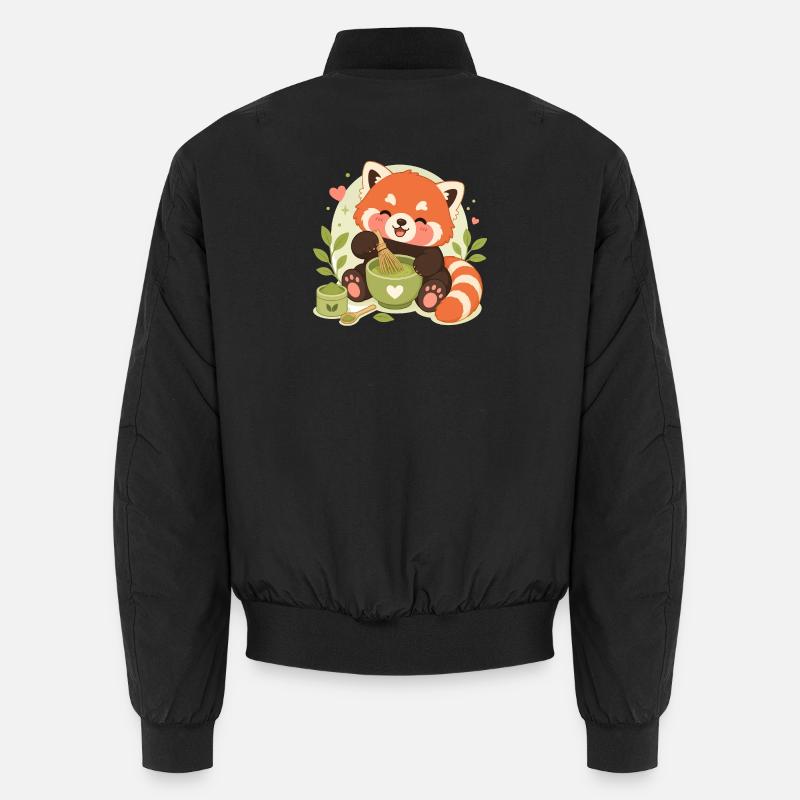 Red Panda Matcha Love Unisex Bomber Jacket