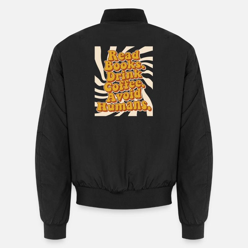 Introvertiert Leseratte Kaffee Bücher  - Unisex Bomberjacke - Schwarz
