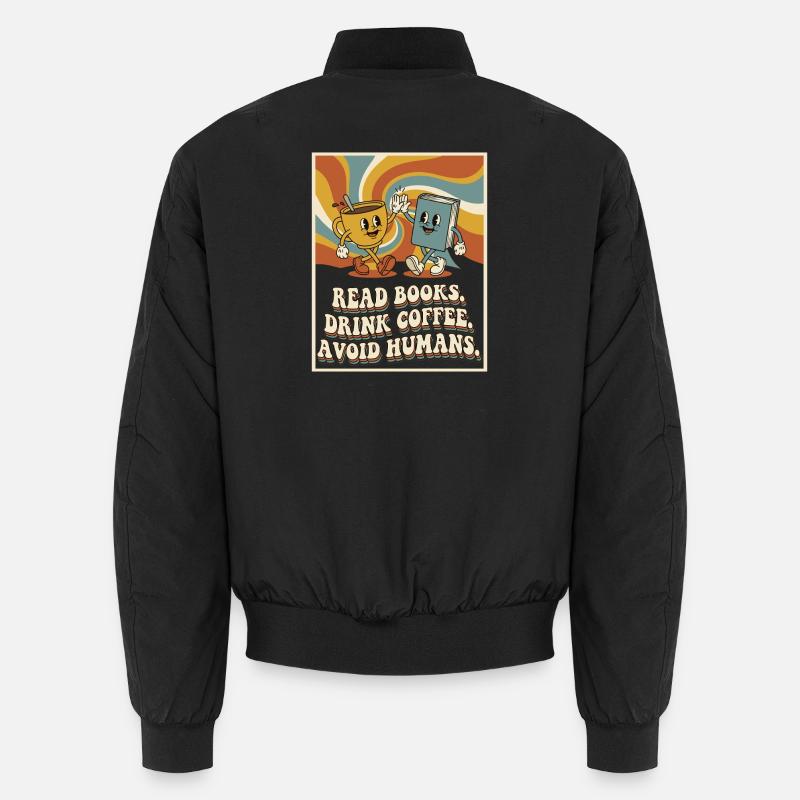 Introvertiert Leseratte Kaffee Bücher  - Unisex Bomberjacke - Schwarz