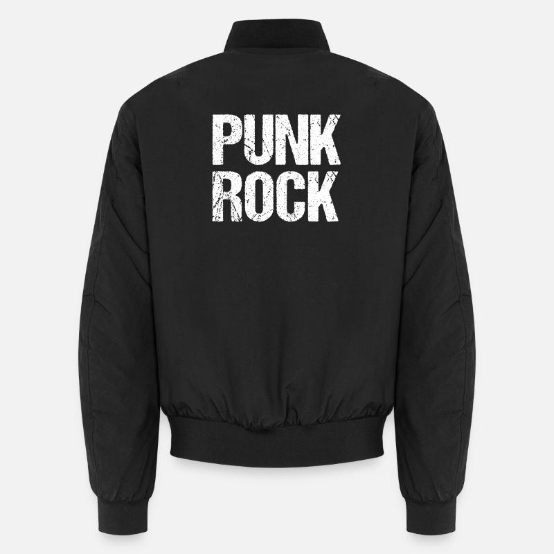 Punk Rock Distressed Typography - Unisex Bomber Jacket - black