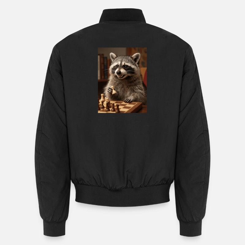 Waschbär spielt Schach - Unisex Bomberjacke - Schwarz