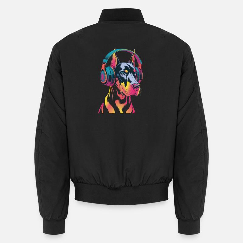 Doberman avec casque - Bomber unisexe - noir