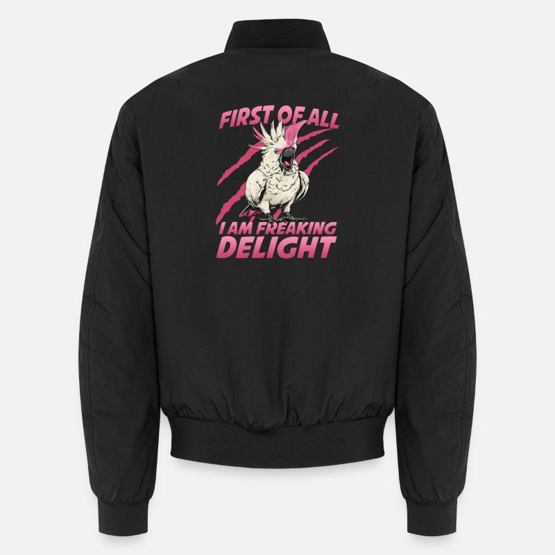 Exotic Cockatoo Parrot Bird Holder - Unisex Bomber Jacket - black