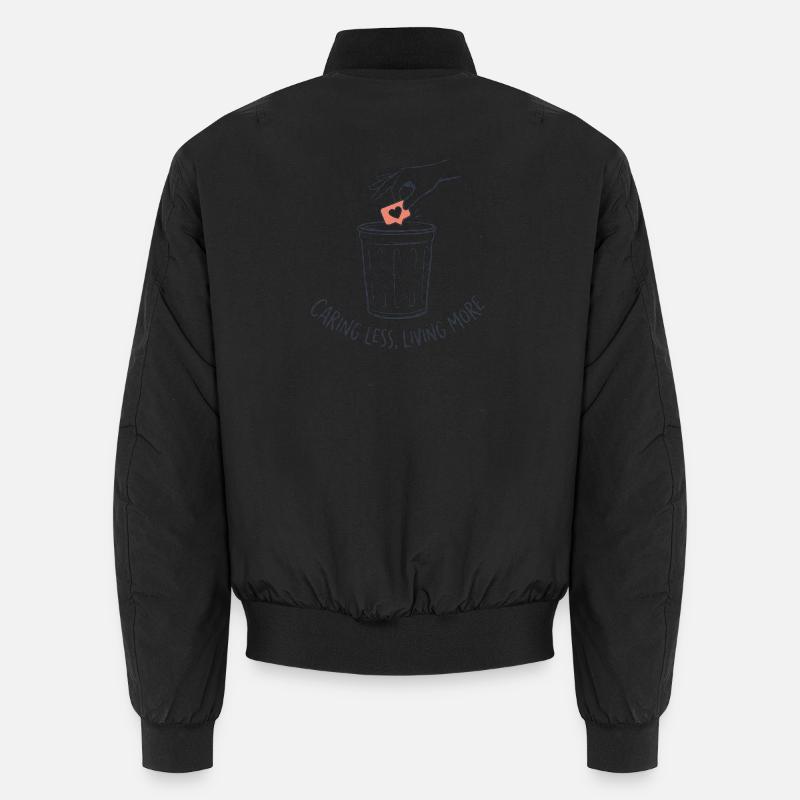Caring Less Living More - Unisex Bomber Jacket - black