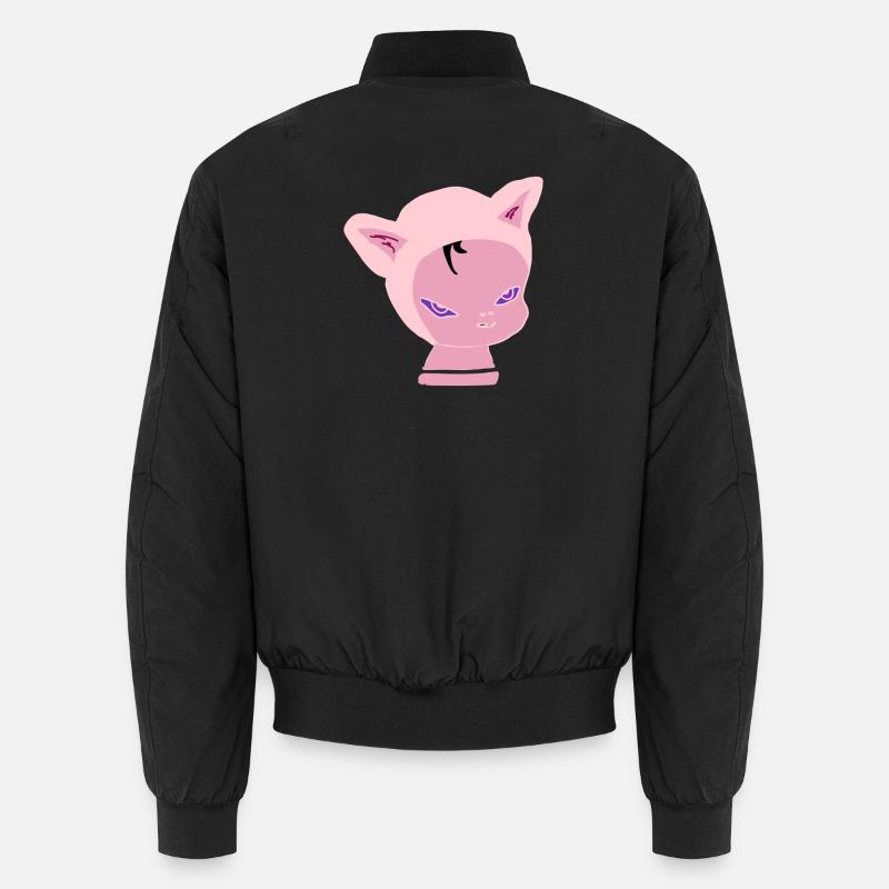 Pink Cat Head: Neon Purple Look - Unisex Bomber Jacket - black