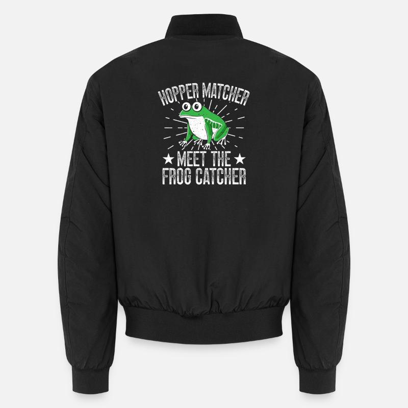 Frog Catcher Hopper Matcher Frog - Unisex Bomber Jacket - black