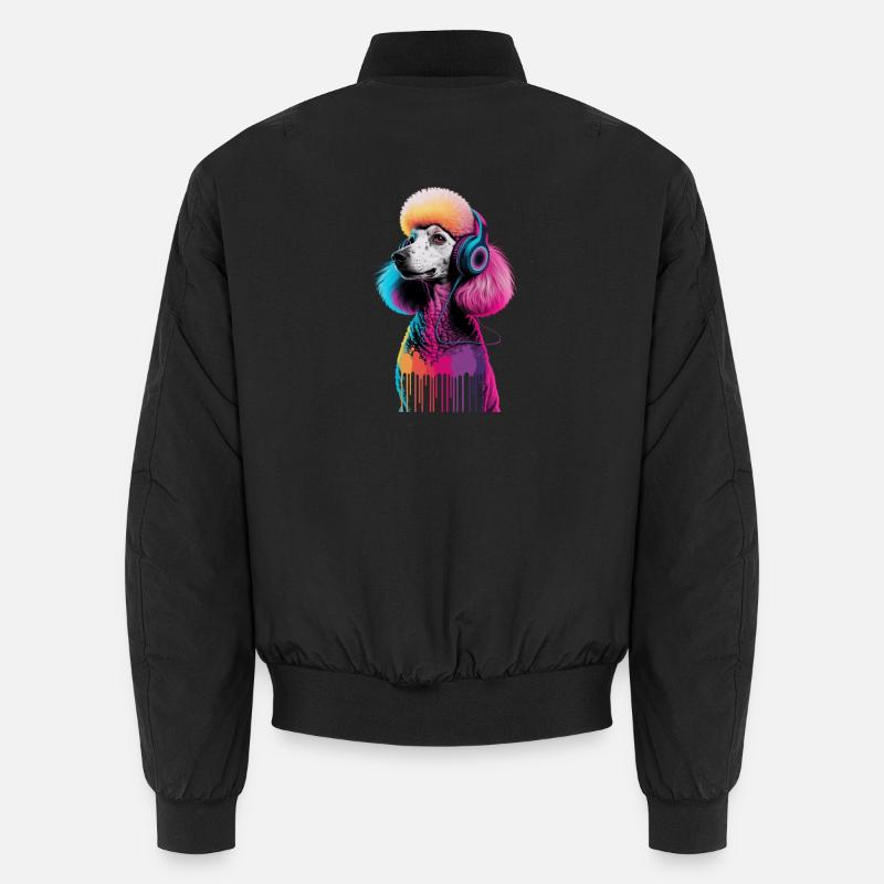 Poodle with headphones Unisex Bomber Jacket
