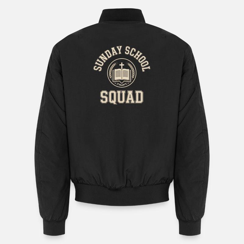 Sunday School Squad Emblem - Unisex Bomber Jacket - black