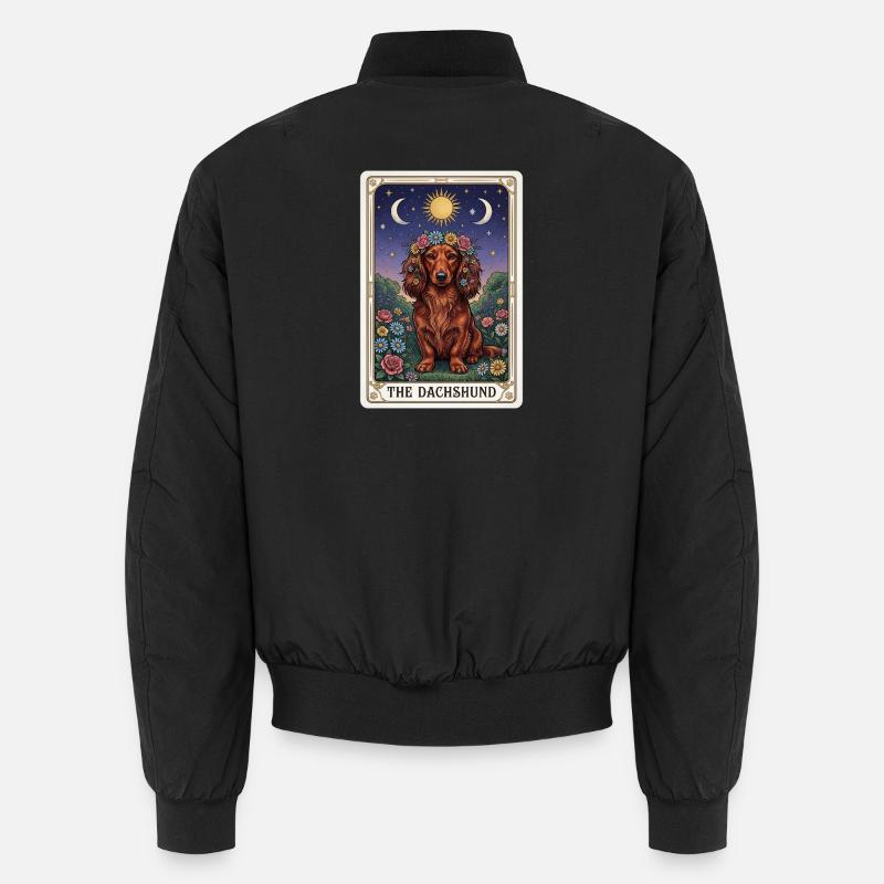 Dackel Tarotblumen Mondschein - Unisex Bomberjacke - Schwarz