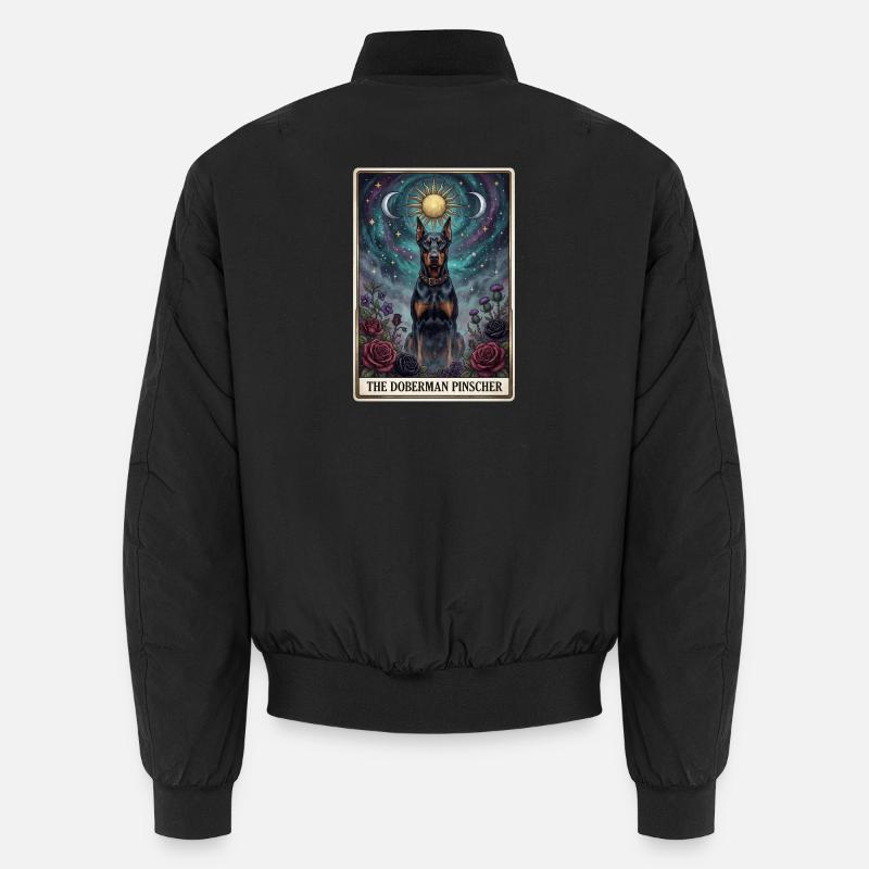 Doberman Pinscher Starry Sky Tarot - Unisex Bomber Jacket - black