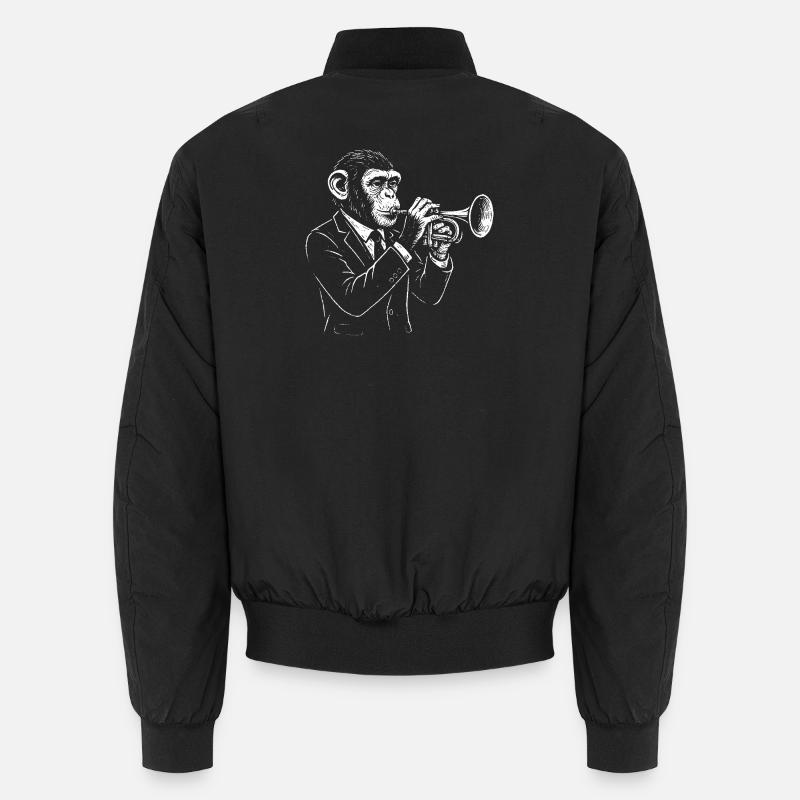 Chimp Jazz Trompete im Anzug Unisex Bomberjacke