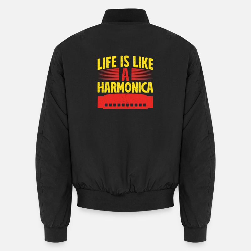 Funny Harmonica Player Life Is Like A Harmonica Unisex Bomber Jacket