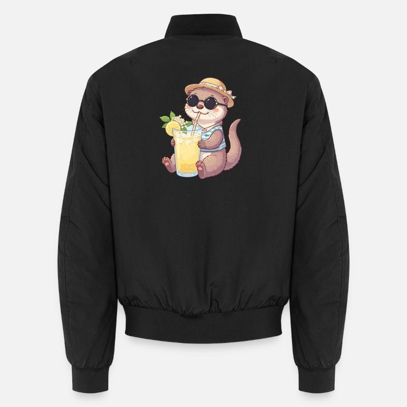 Summer Otter Lemonade Vibe - Unisex Bomber Jacket - black