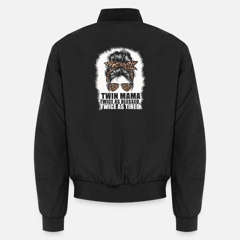 Zwillingsmama: Zweimal gesegnet - Unisex Bomberjacke - Schwarz