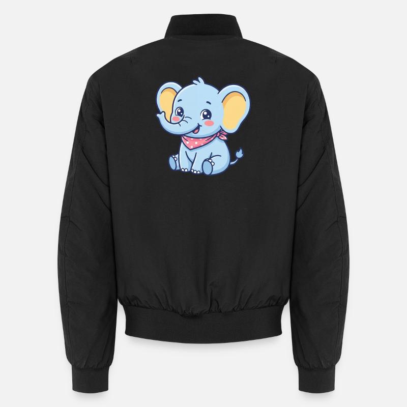 Bandana Bébé Éléphant Bleu - Bomber unisexe - noir