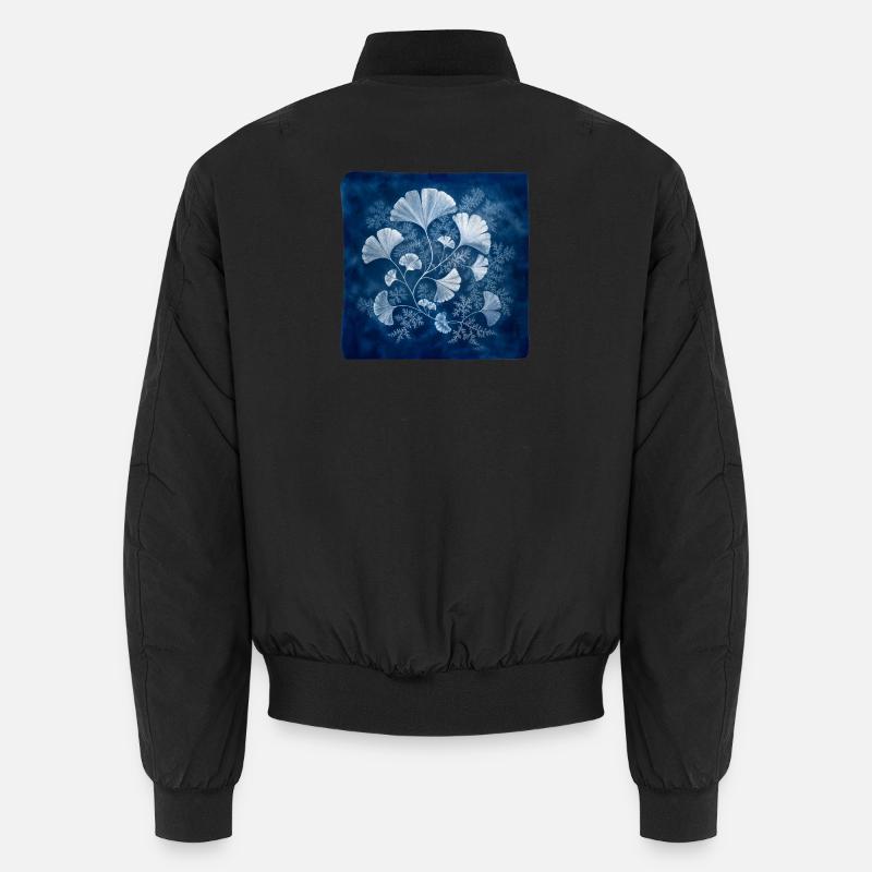 Ginkgo Cyanotype - Empreintes Botaniques florale Bomber unisexe