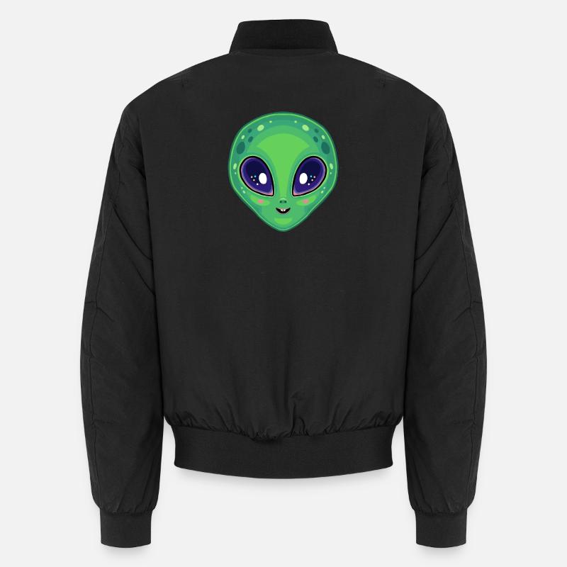 Süßer Kawaii-Außerirdischer Helläugige - Unisex Bomberjacke - Schwarz