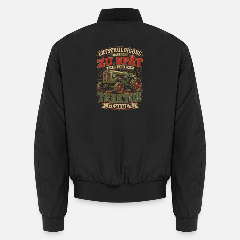 Spät dran Traktor Spruch - Unisex Bomberjacke - Schwarz