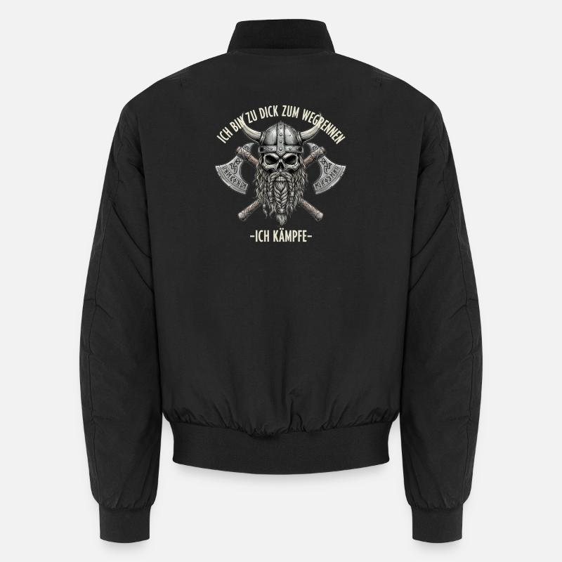 Zu Dick Zum Wegrennen Ich Kämpfe - Wikinger Style Unisex Bomberjacke