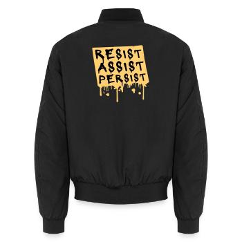 Resist Assist Persist Aktivismus Motivation Logo - Unisex Bomberjacke - Schwarz - Hinten - AI Model Male 185 light (185cm)