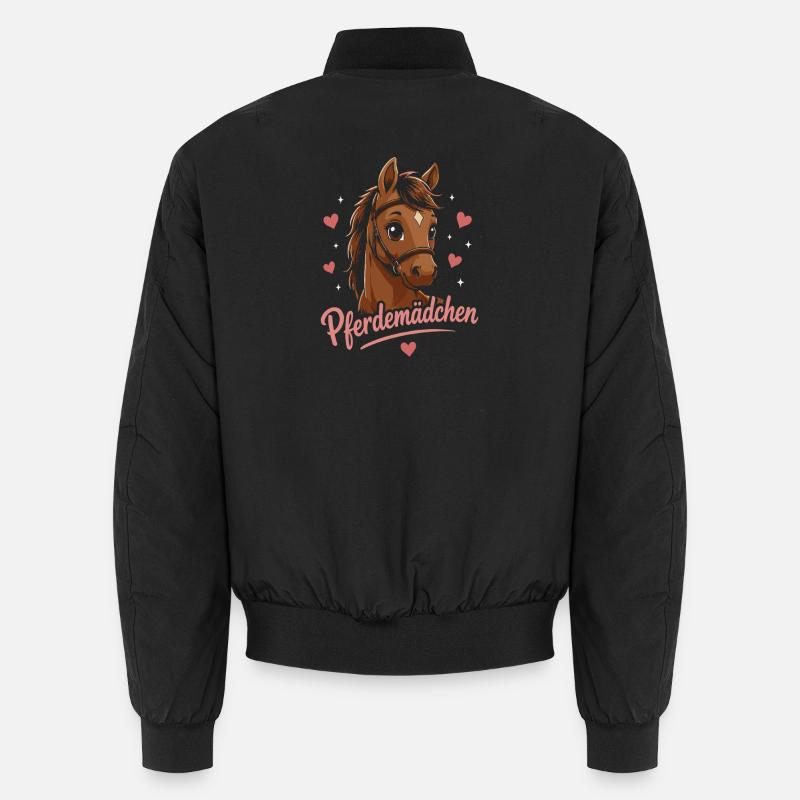 Pferdemädchen Herzglanz Pferd - Unisex Bomberjacke - Schwarz